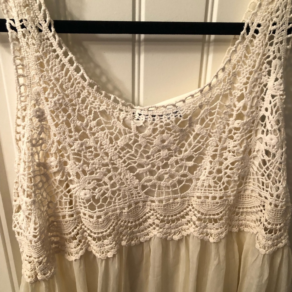 Harlow Cream Crochet Sundress with Black Tag Detail - Picture 6 of 6